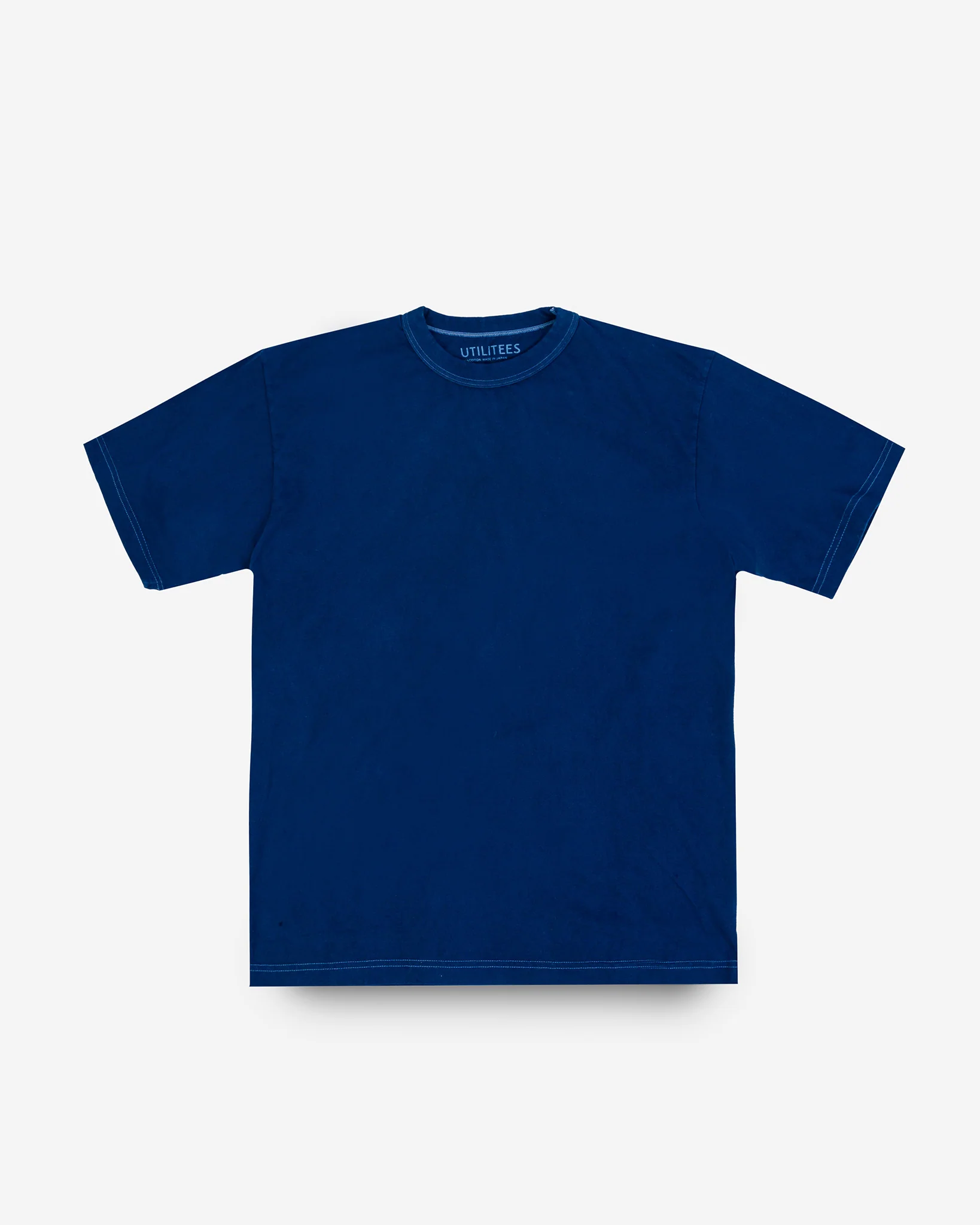 UTILITEES - 5.5oz Loopwheel Crew Neck T-Shirt - Pure Indigo