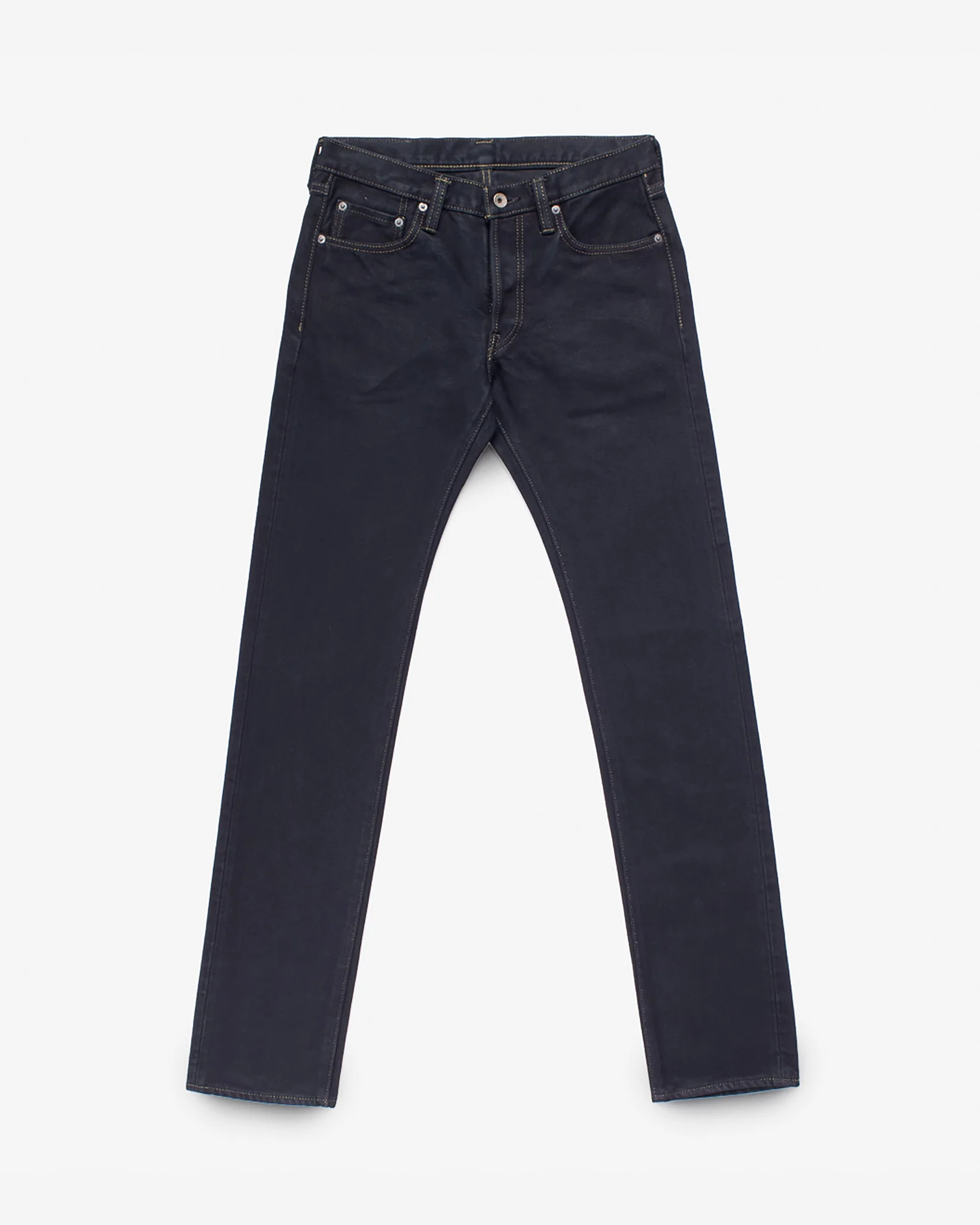 21oz Selvedge Denim Slim Tapered Cut Jeans - Indigo Overdyed Black