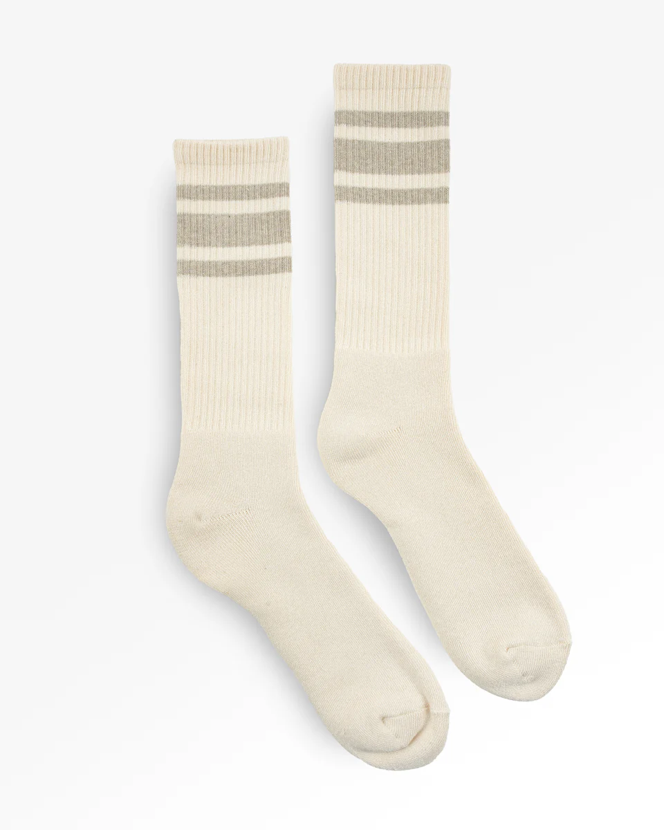 Decka Showatabé Organic '80s Skater Socks - Ecru x Grey