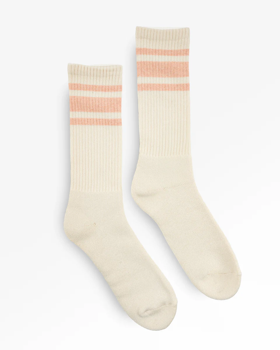 Decka Showatabé Organic '80s Skater Socks - Ecru x Orange