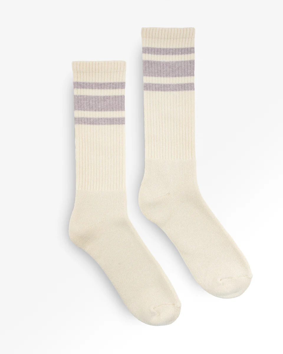 Decka Showatabé Organic '80s Skater Socks - Ecru x Purple