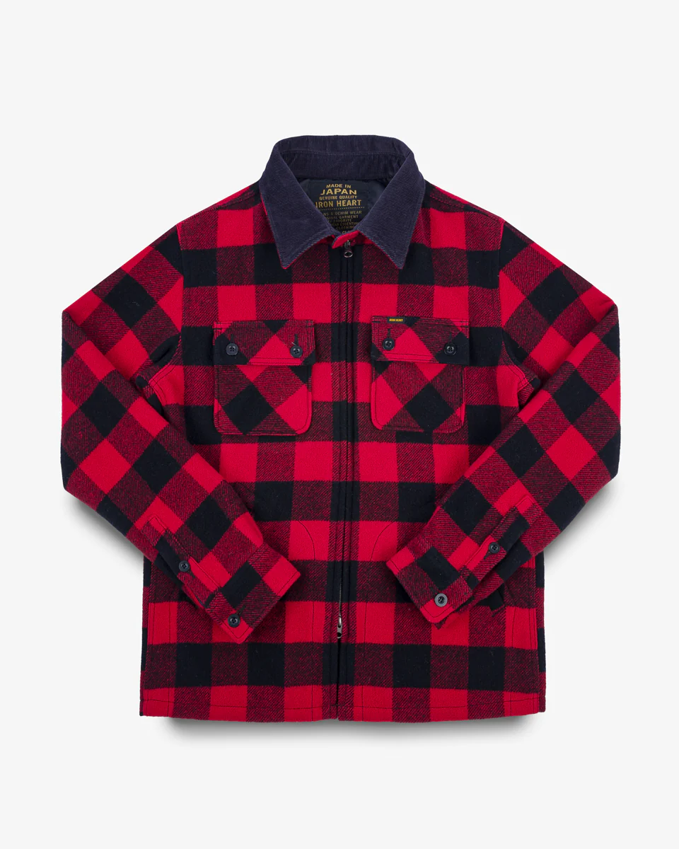 Wool Buffalo Check Bush Jacket - Red