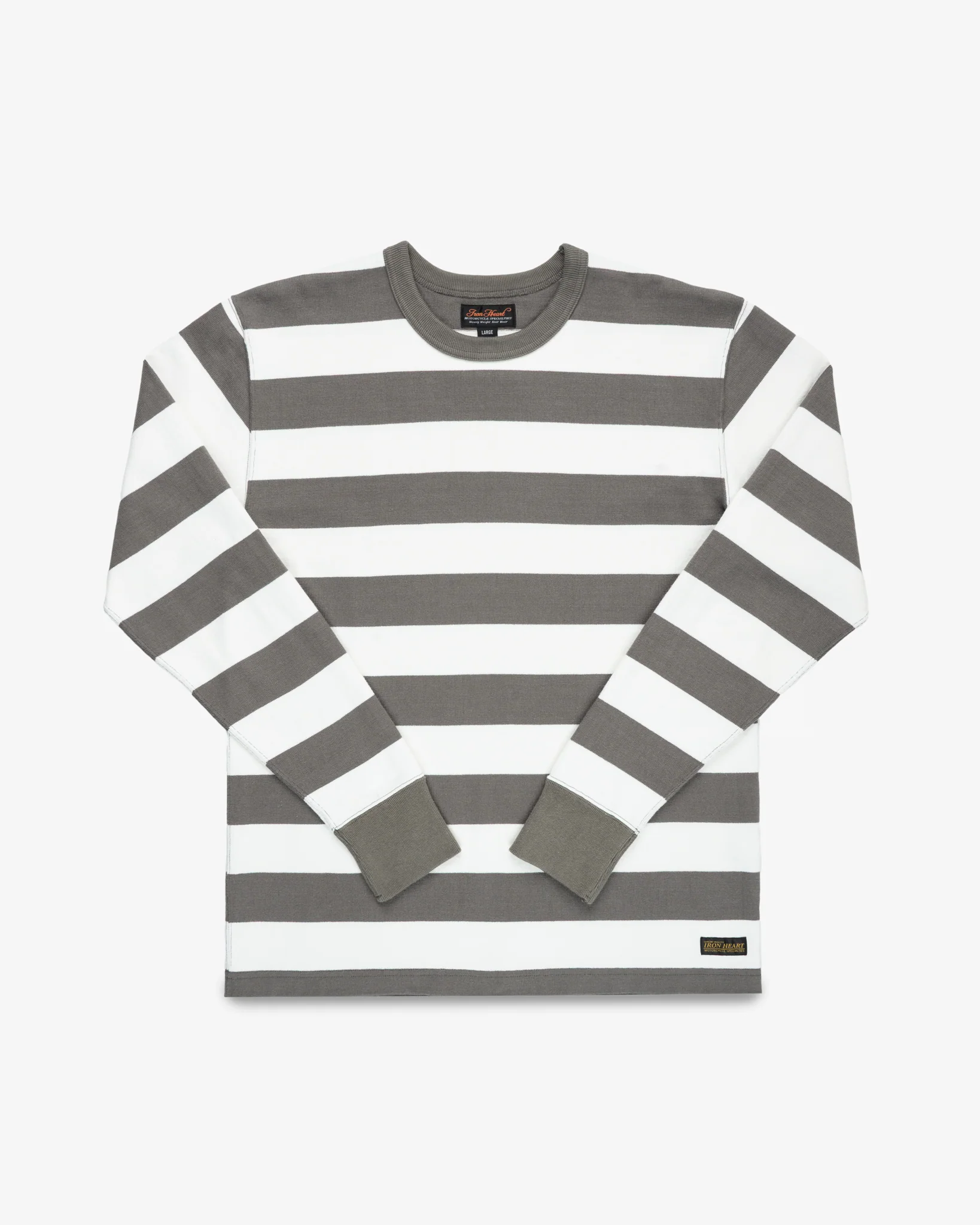 11oz Cotton Knit Long-Sleeved Sweater - Grey/White