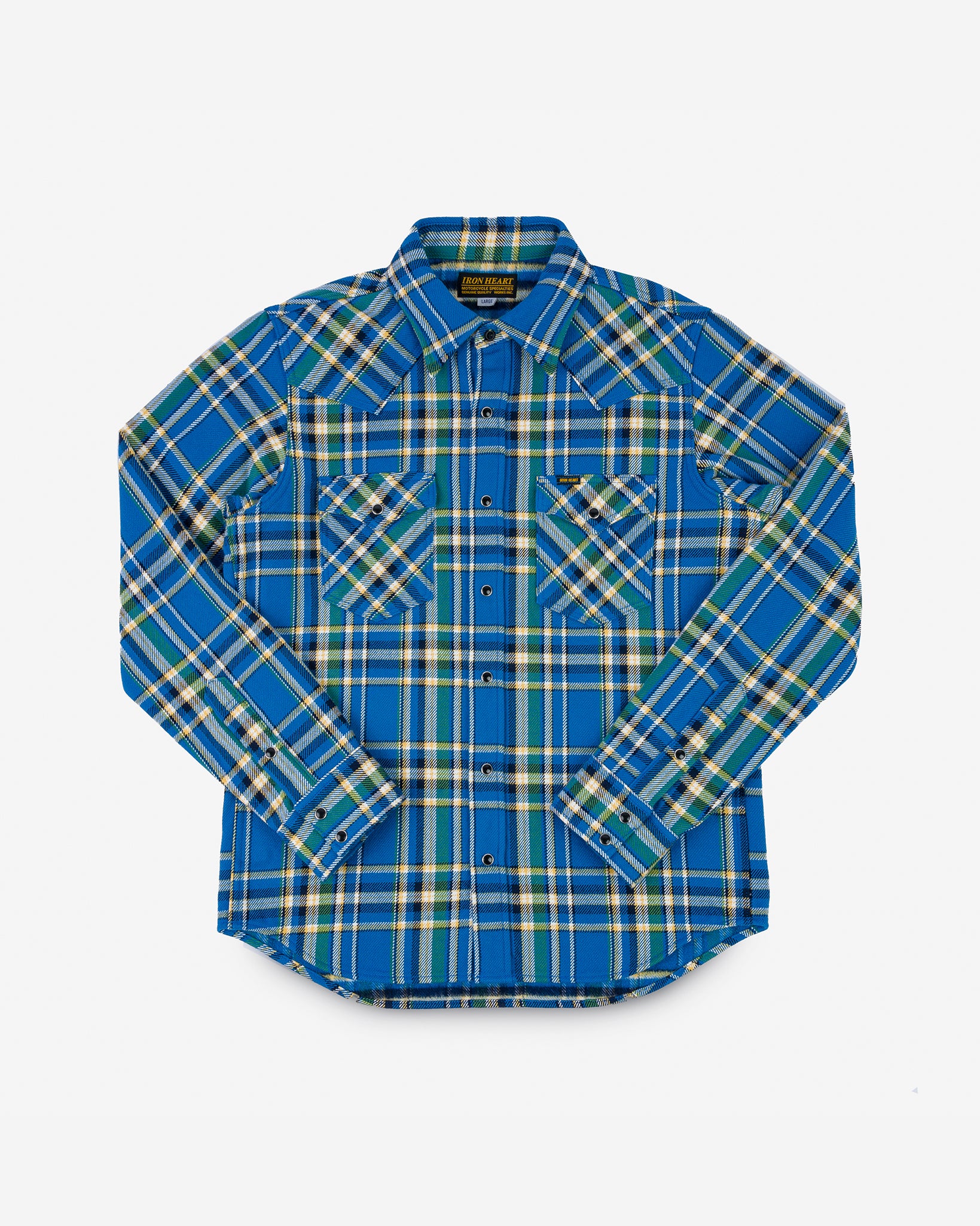 Ultra Heavy Flannel Tartan Check Western Shirt - Blue