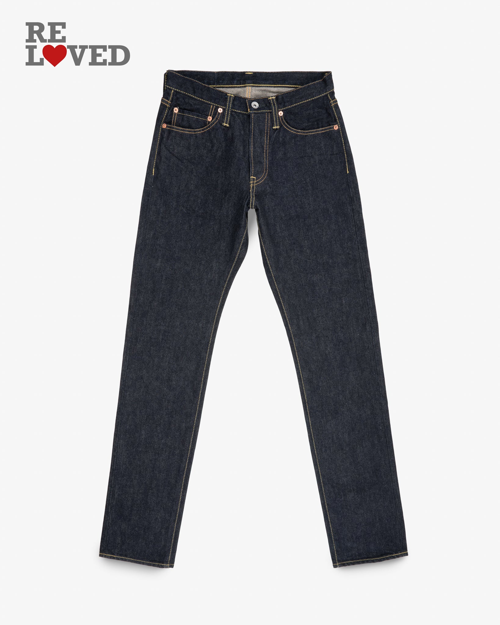 14oz Selvedge Denim Straight Tapered Cut - Indigo (IH-633S-142) Tag 30, Hemmed to 35.0''