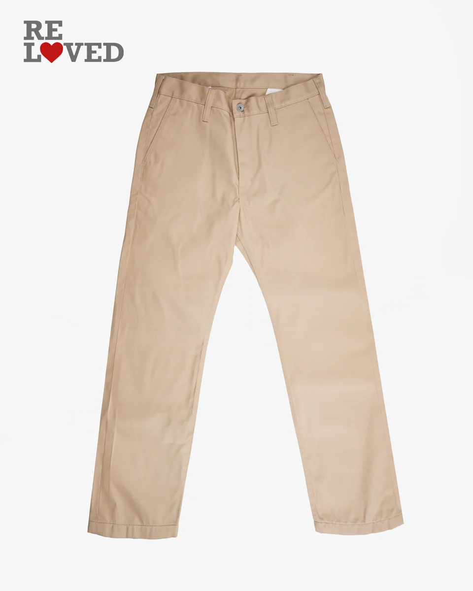 9oz Mercerised Selvedge Cotton Chinos - Khaki (IH-717-KHA) Tag 32, Hemmed to 27.0"