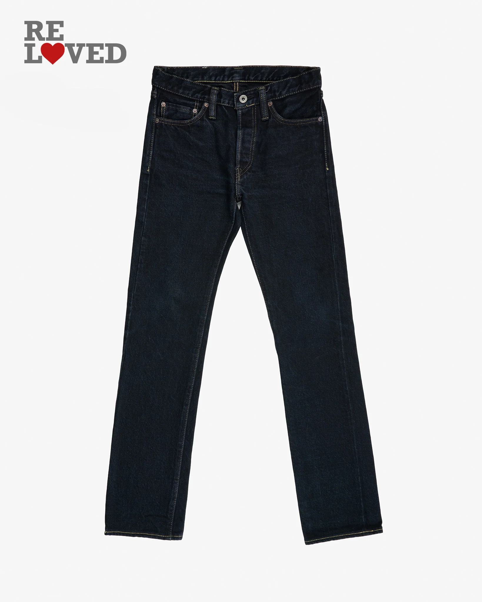 18oz Selvedge Indigo Slim Straight Cut - Indigo Overdyed Black (IH-666Sod) Tag 30, Hemmed to 32.4''