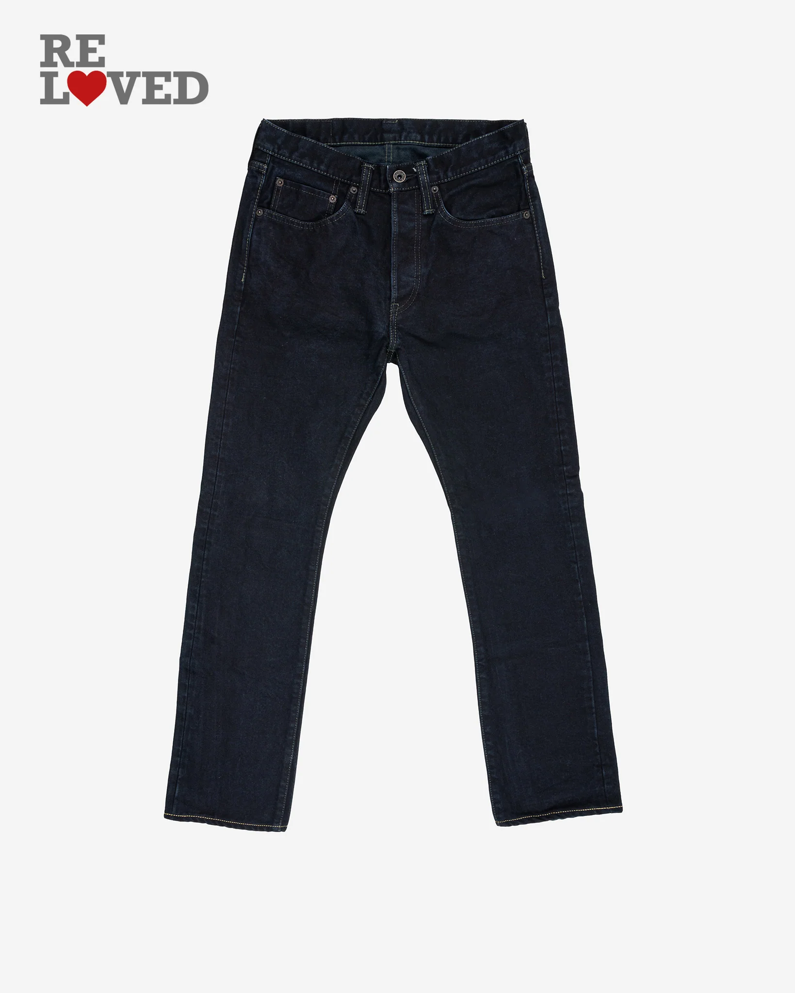 14oz Selvedge Denim Super Slim Cut Jeans - Indigo Overdyed Black (IH-555S-142od) Tag 30, Hemmed to 29.4