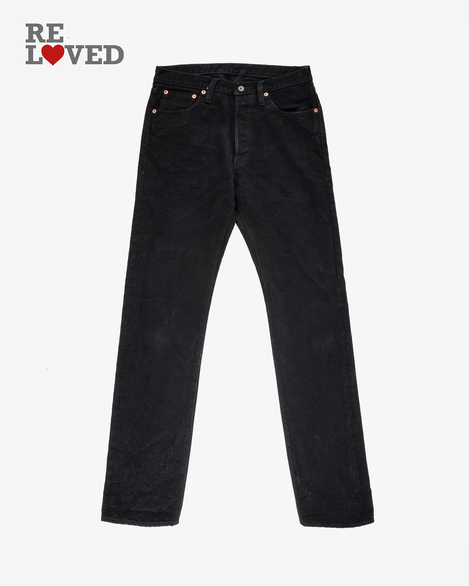 14oz Selvedge Denim Slim Tapered Cut Jeans - Black/Black (IH-634S-142bb) Tag 32, Hemmed to 30.5"