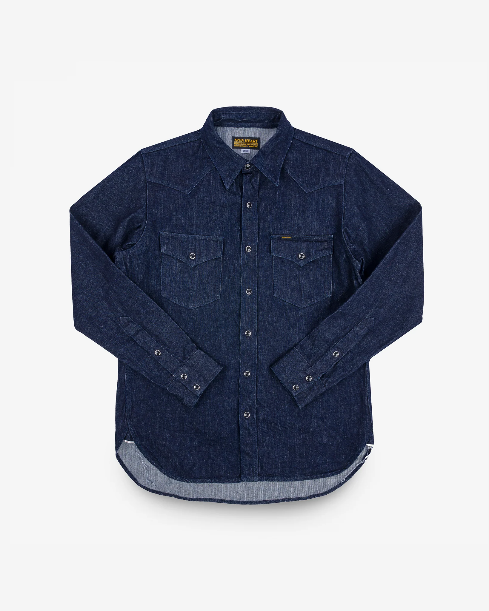 12oz Selvedge Denim Western Shirt With Tonal Stitching - Indigo