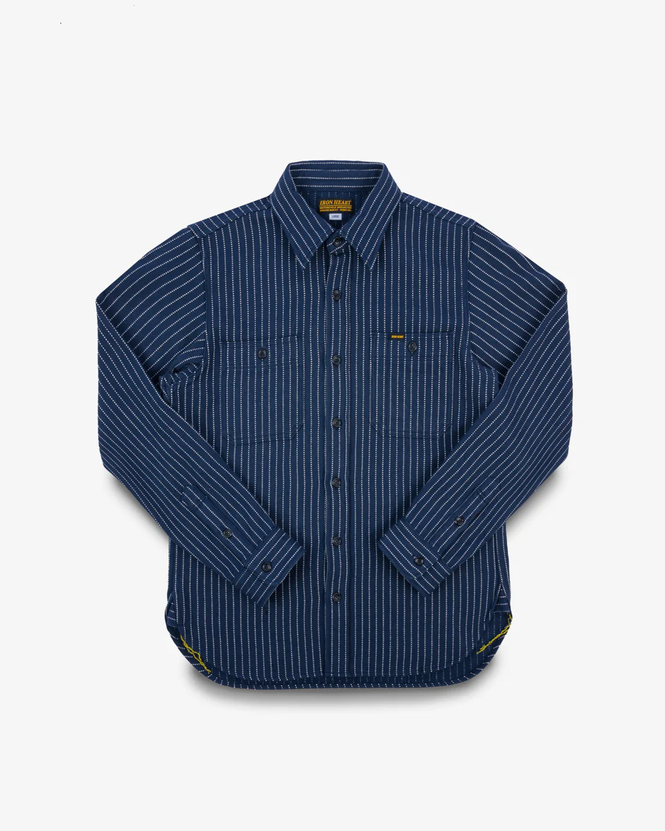 12oz Ultra Heavy Flannel Chalk Stripe Work Shirt - Navy