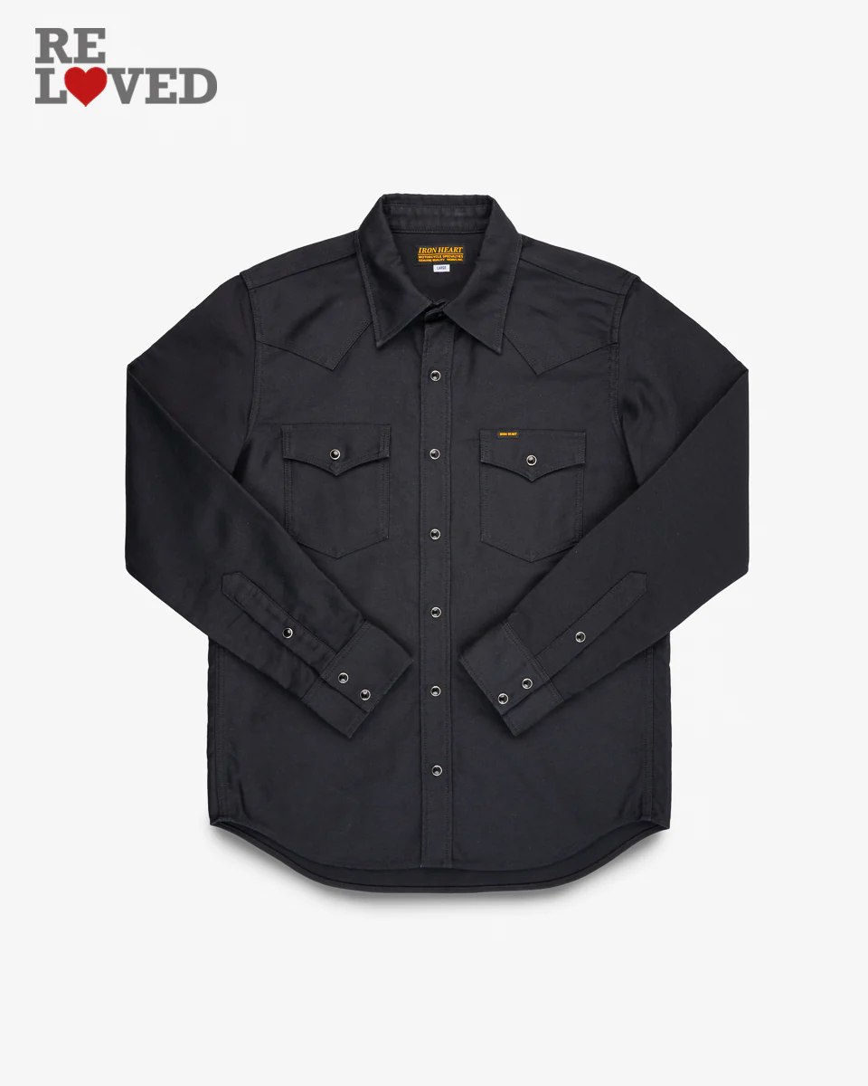 12oz Military Moleskin Western Shirt - Black (IHSH-426-BLK) Size Large