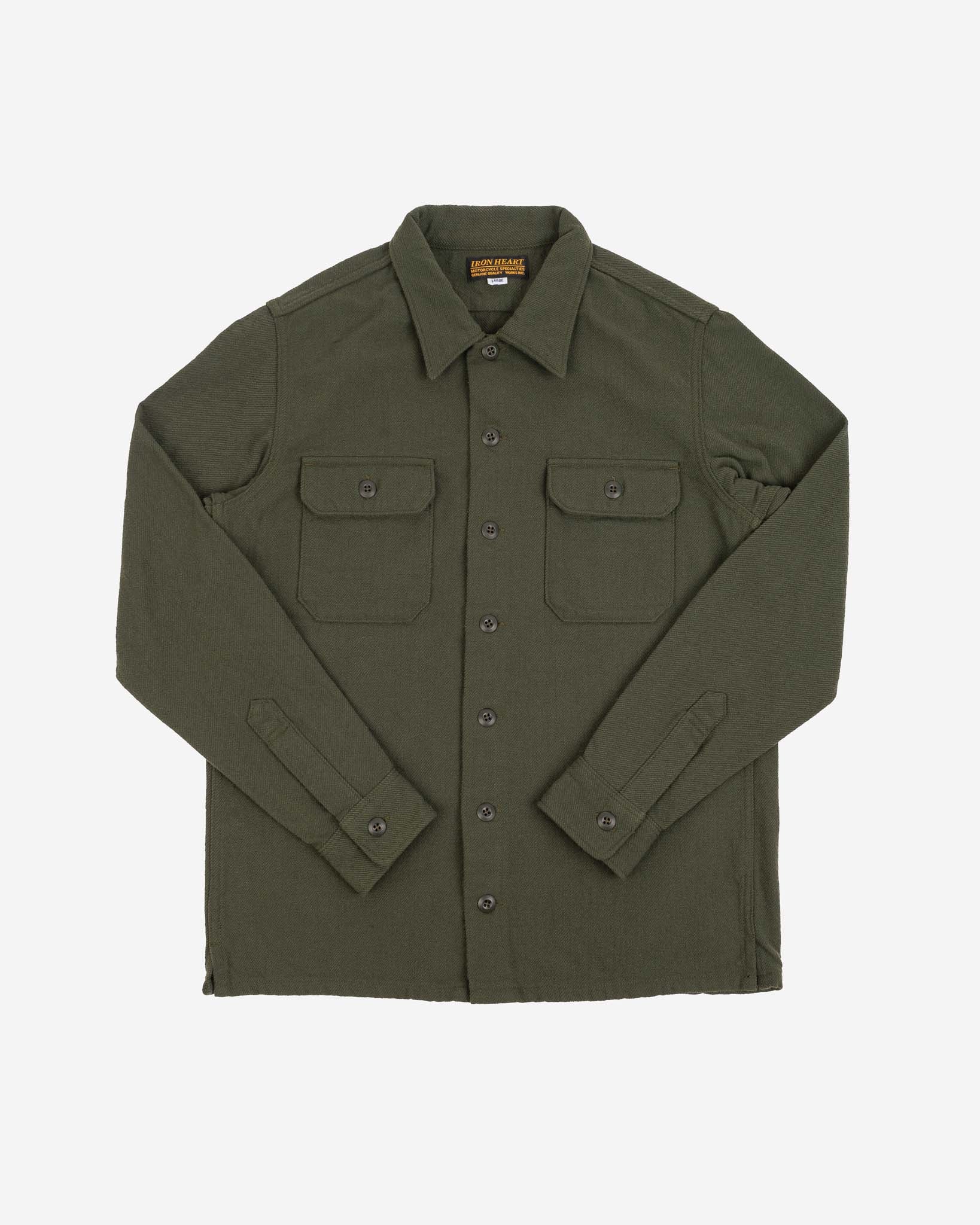 10oz Recycled Nylon Mechanic Work Shirt - Olive Drab Green