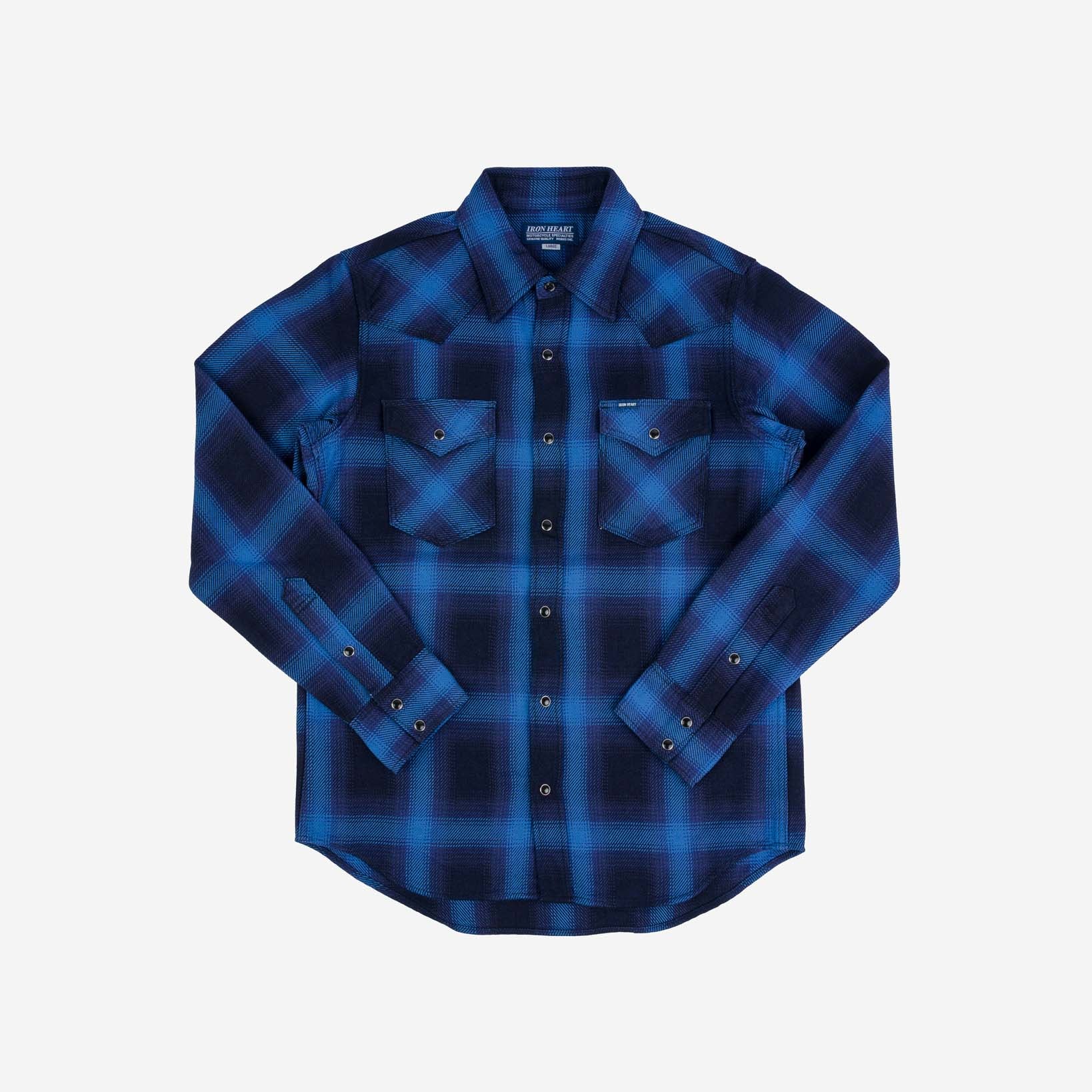 9oz Selvedge Ombré Check Western Shirt - Indigo