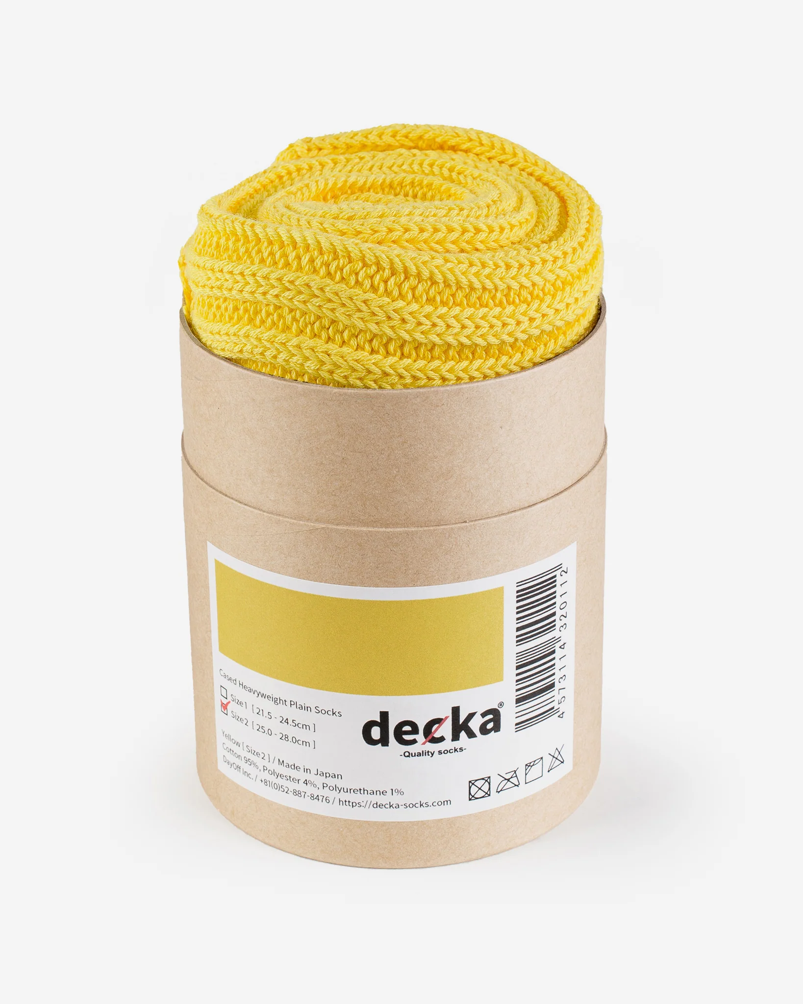Decka Cased Heavyweight Plain Socks - Neon Yellow