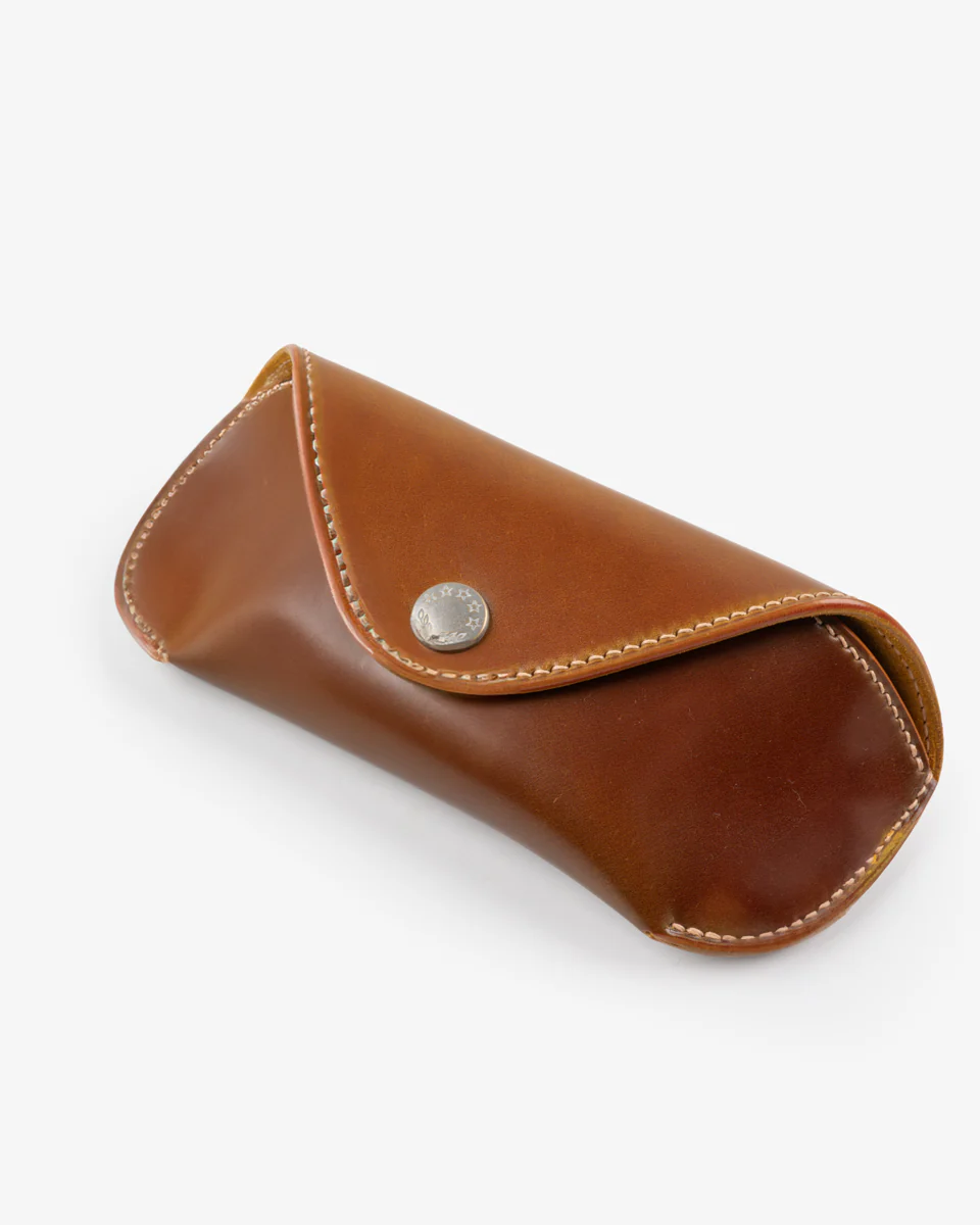Gizemo Leathers Shell Cordovan Glasses Case - Camel